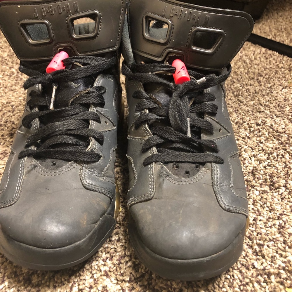 Gray pink and black Jordan six